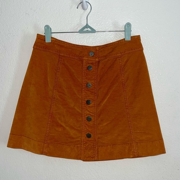 Madewell 🧡🍊 Orange Velveteen Button Front Skirt - Picture 2 of 13